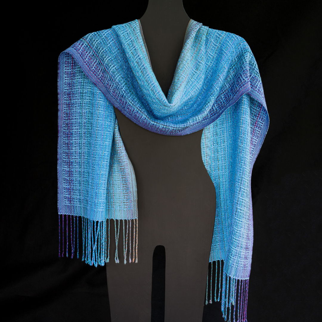 Handwoven wrap. The lightest breeze to feel pass by -- or get to wrap around you. Handwoven  AtwaterBronson lace  Tencel (eucalyptus-based eco-friendly yarn).