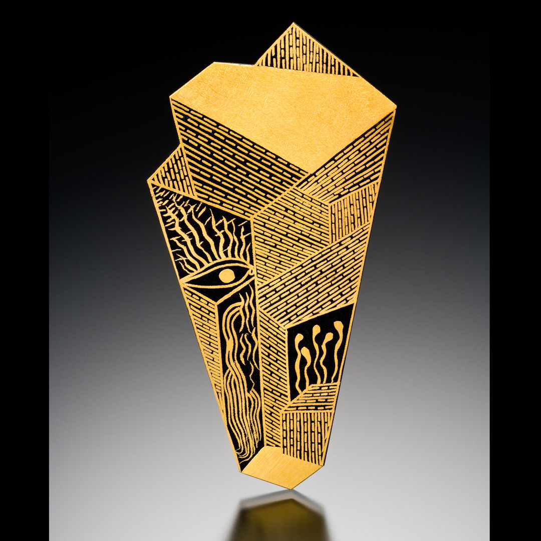 PoMok Sang Guem(Damascen 24K inlaid on Steel) Brooch