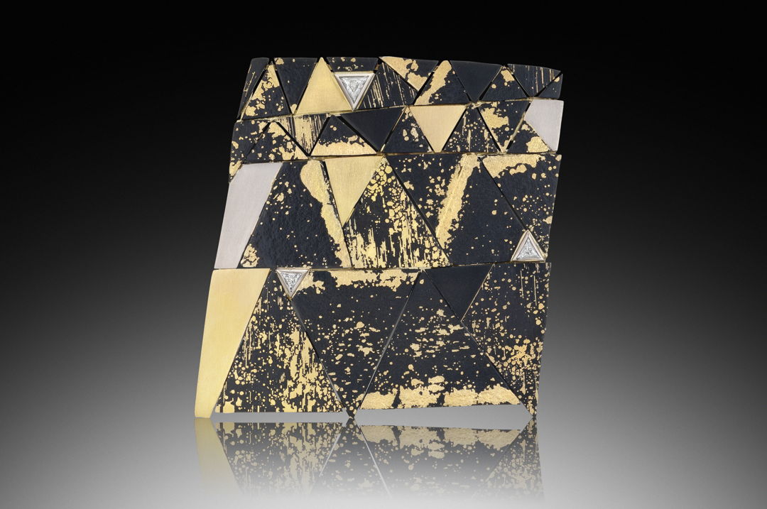 Fabricated Gold fused on Steel Brooch.