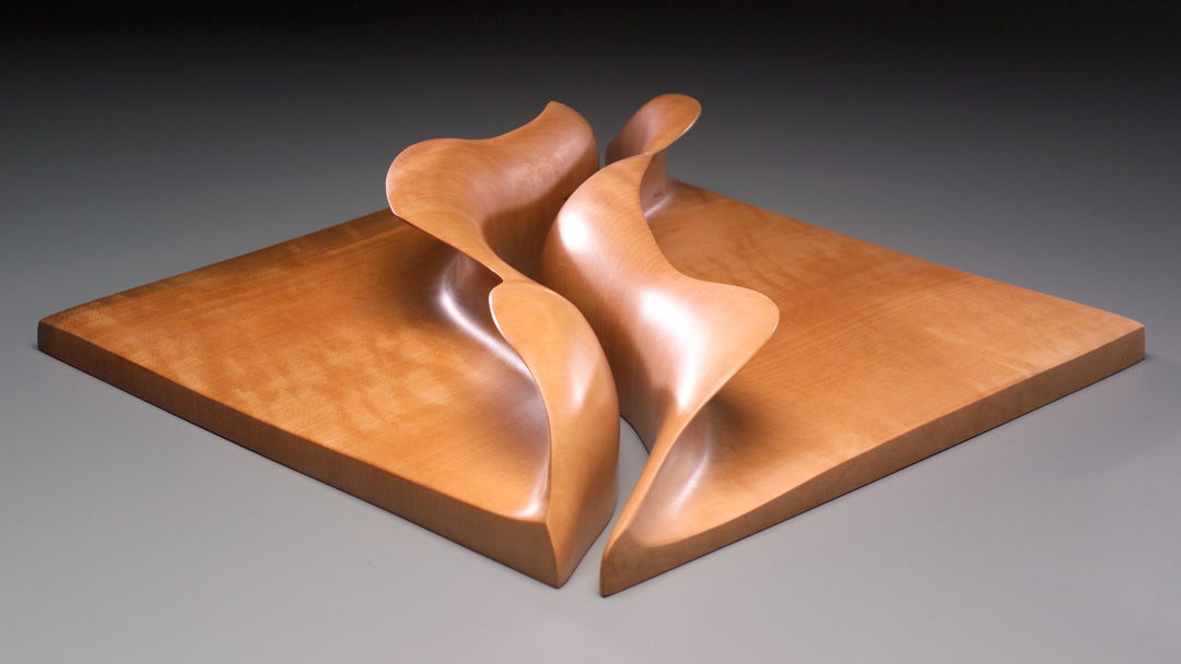 Tectonic is composed of 2 movable pieces carved from madrone.