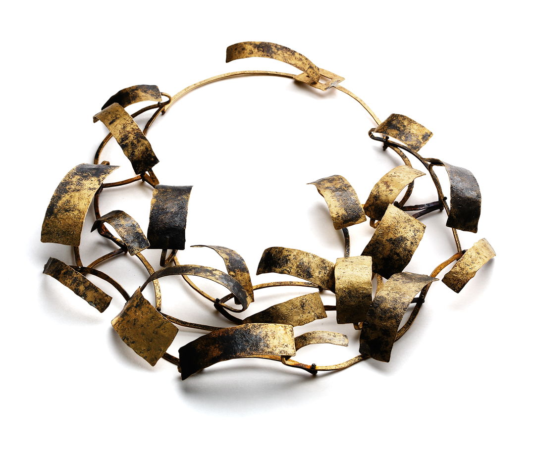 One of a Kind Forged  constructed Patinated bronze &amp; sterling silver