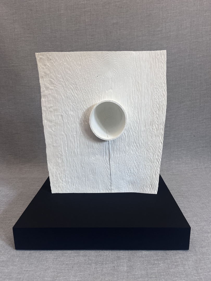 White oak live edge winged  sand blasted and whitewashed on black 4.0 base