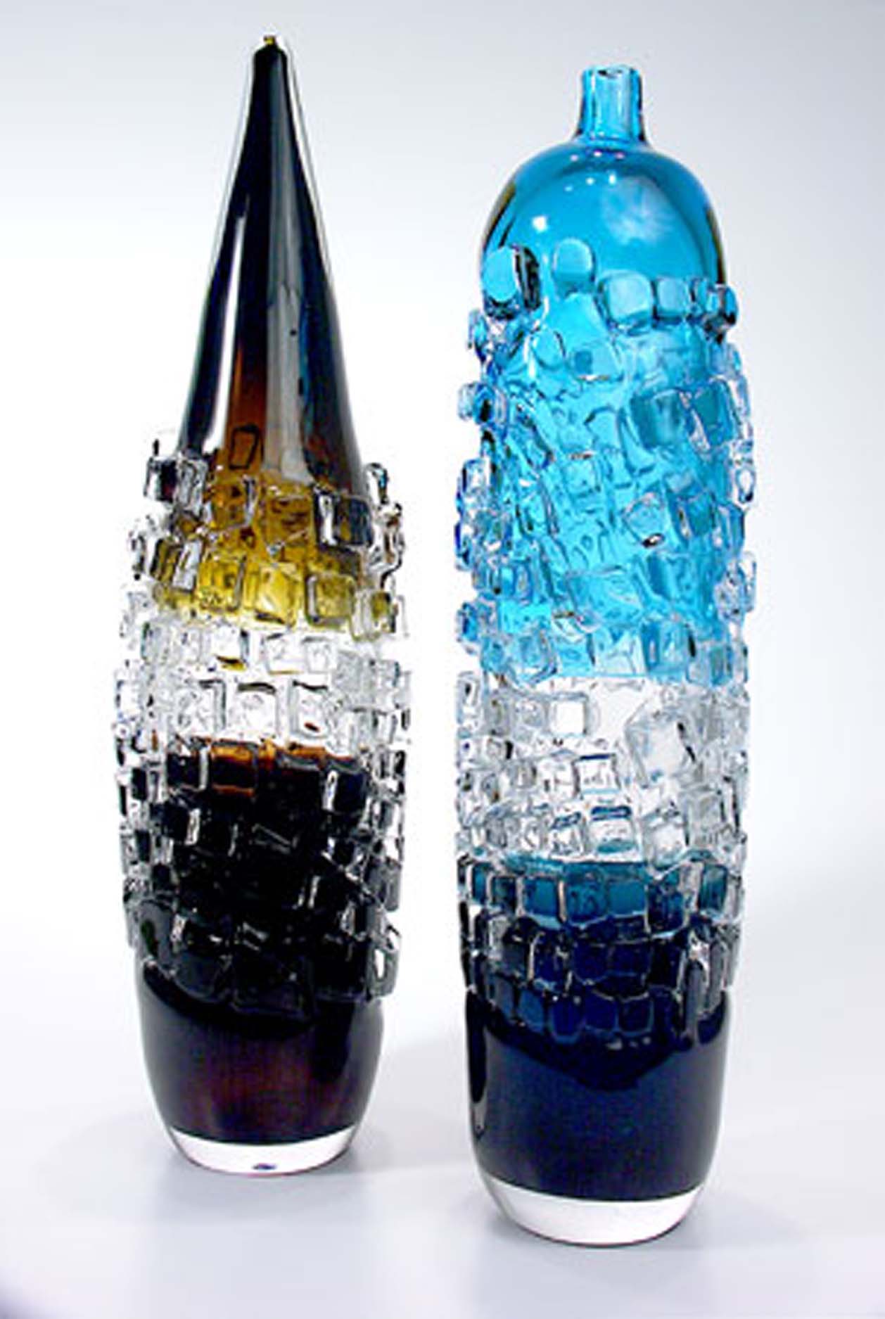 two tall glass vases
