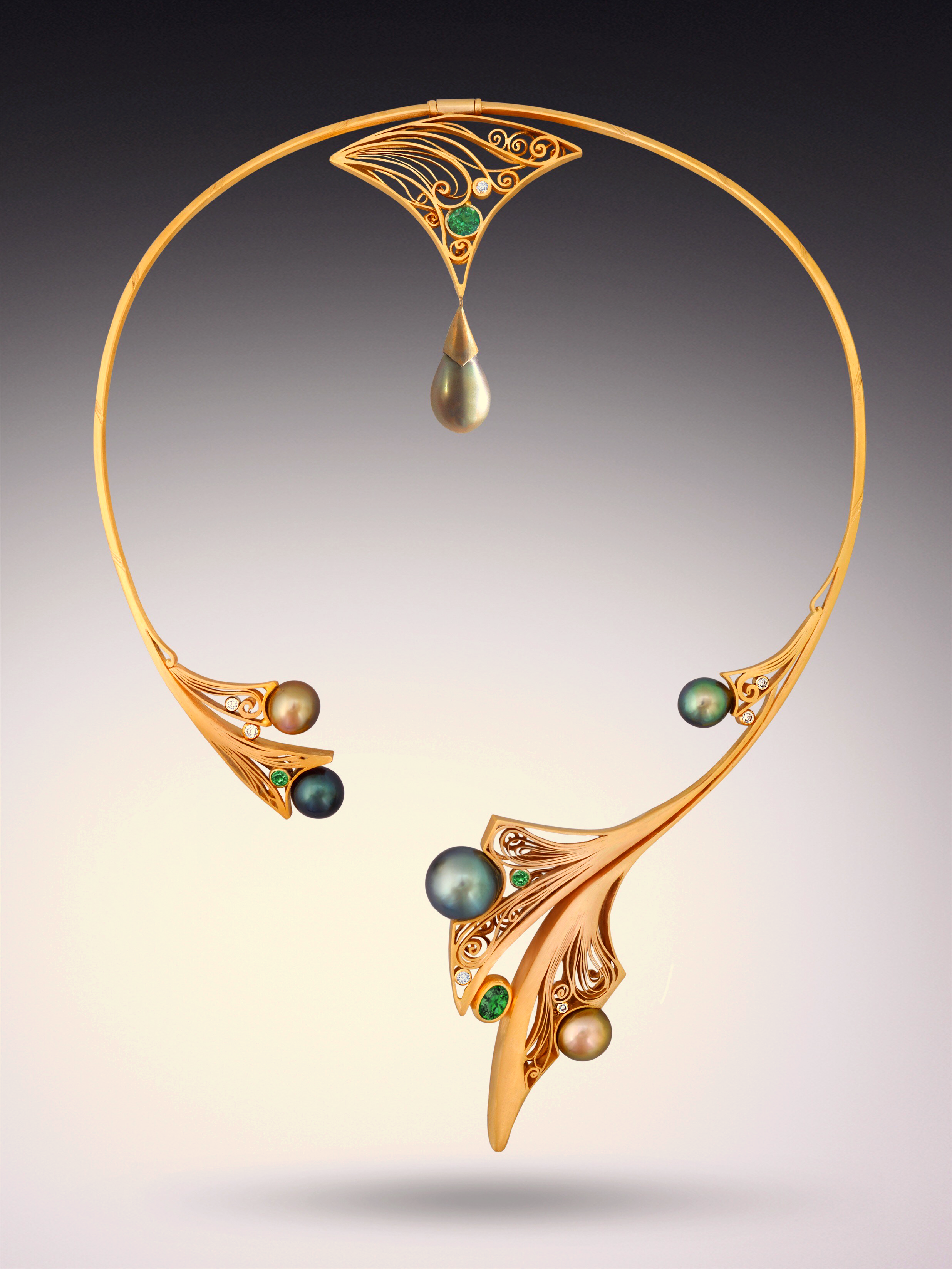 necklace with flowing organic shapes