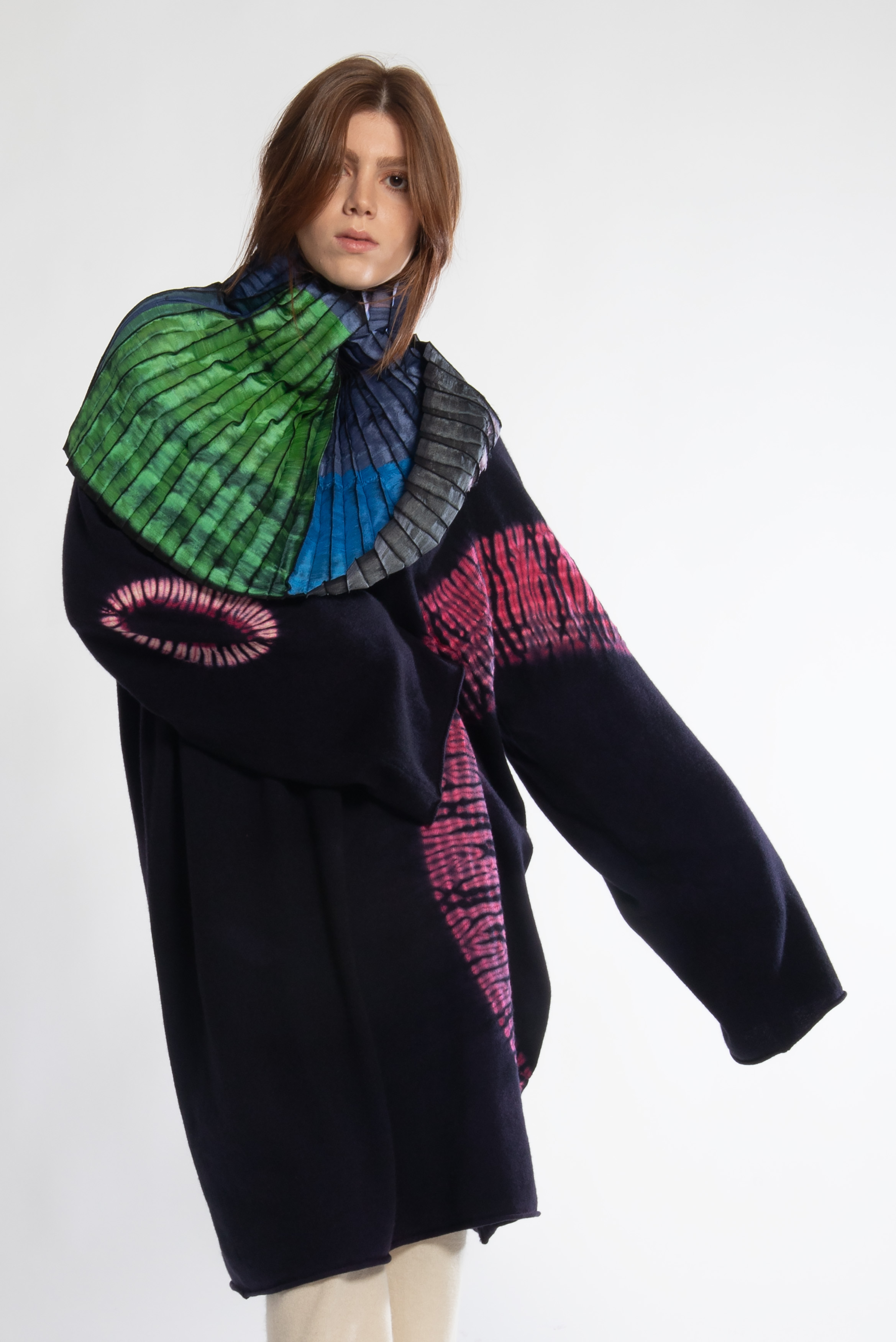 long coat with cowl neck