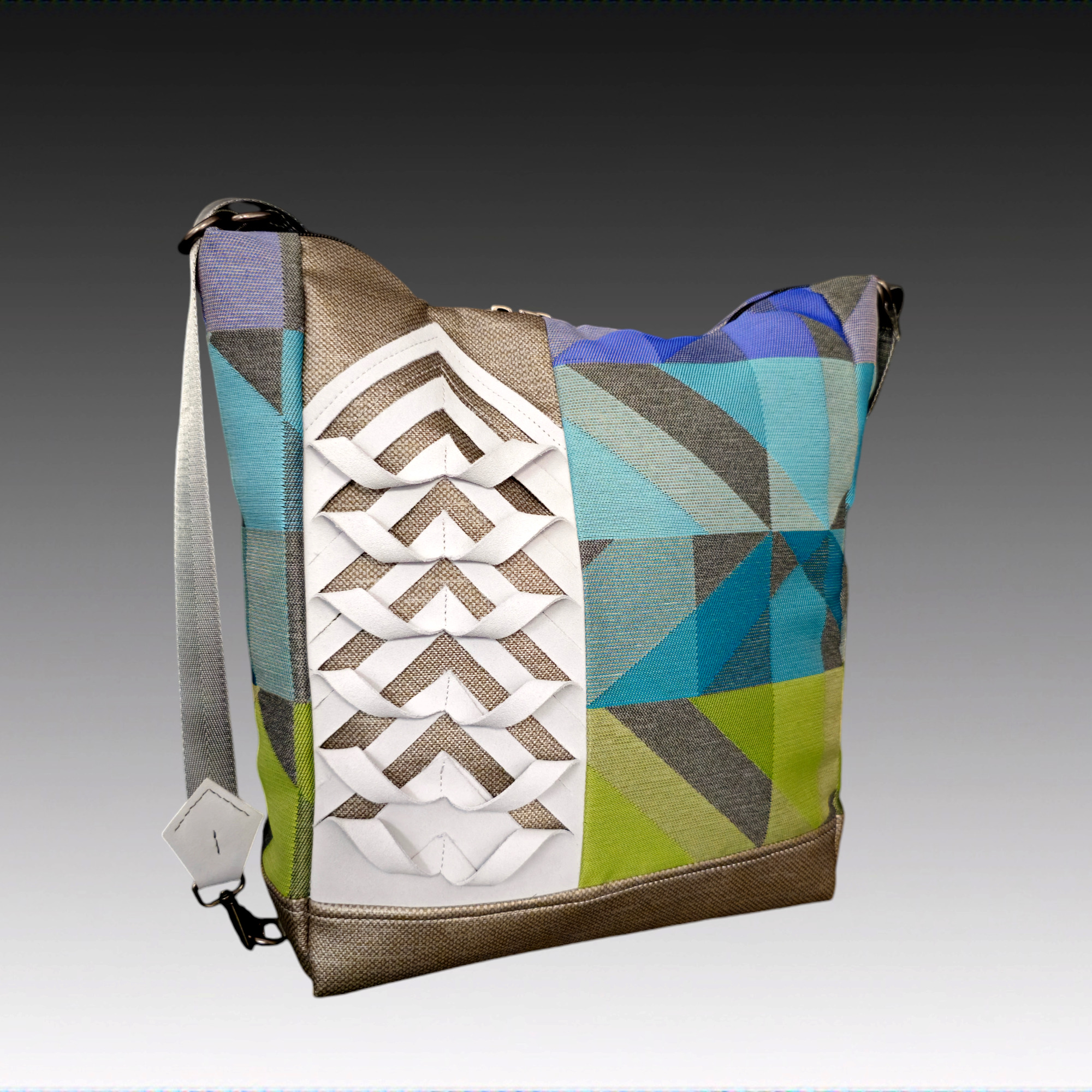 purse with bold geometric pattern