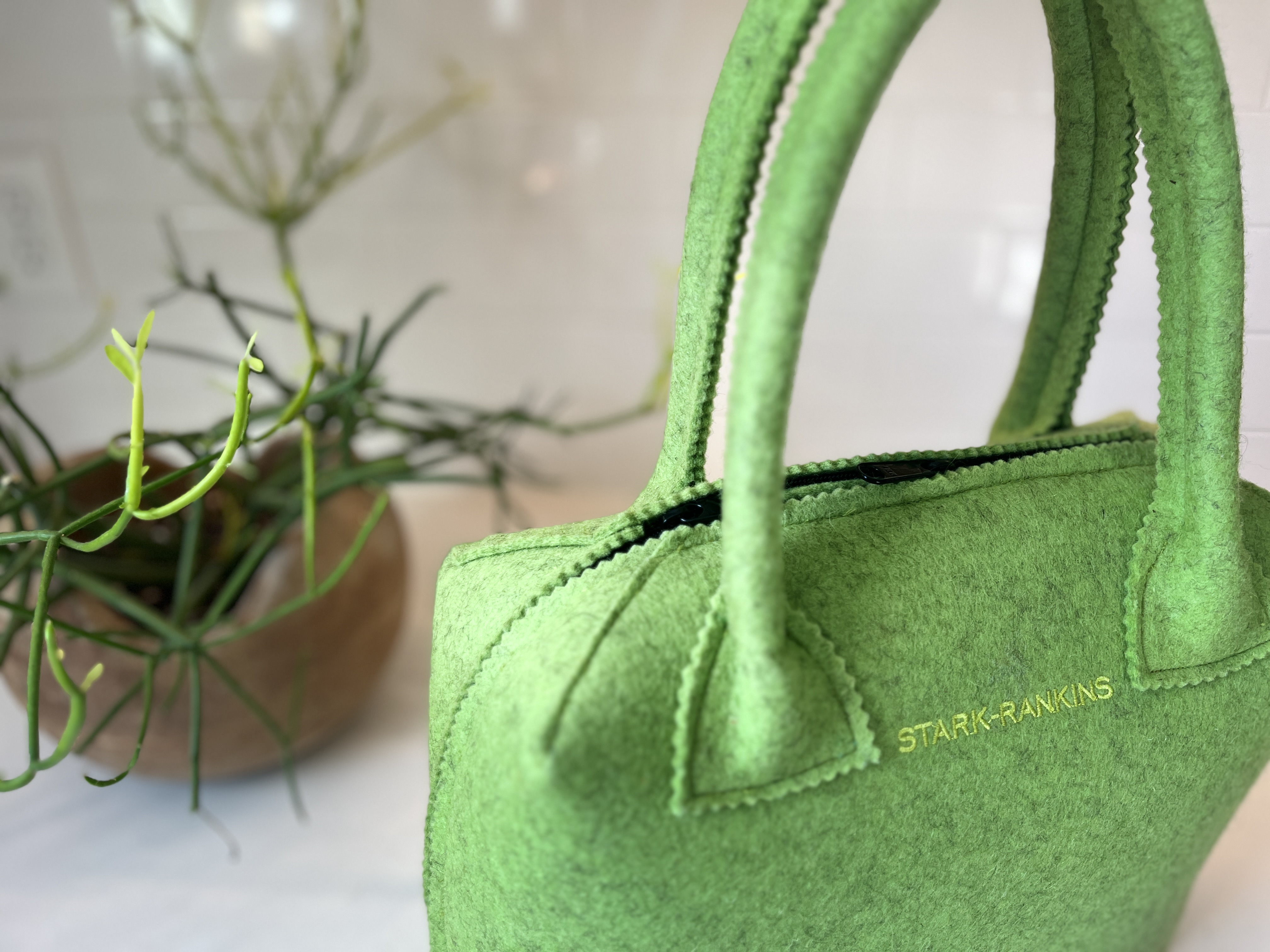 green felt purse