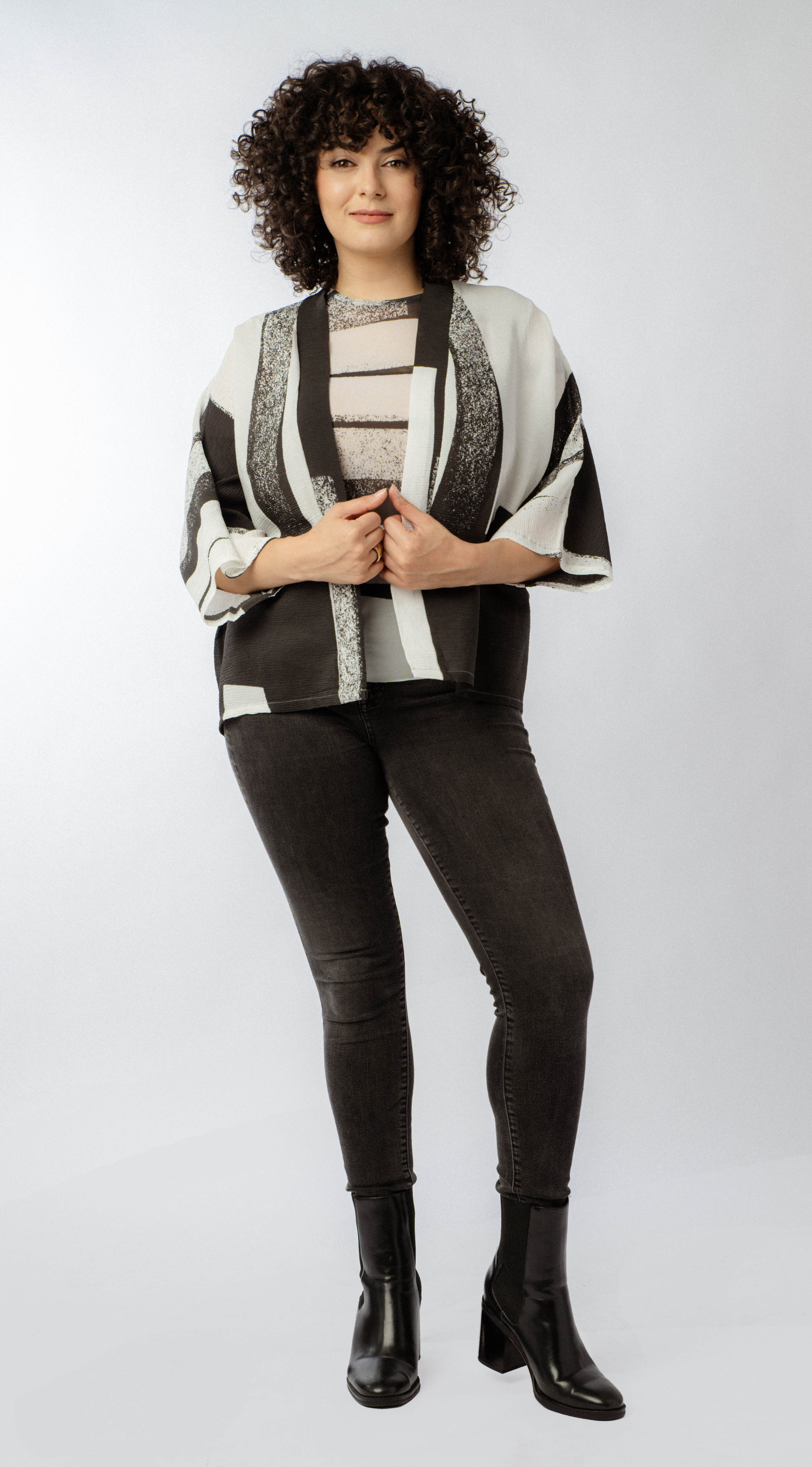 short black and white jacket