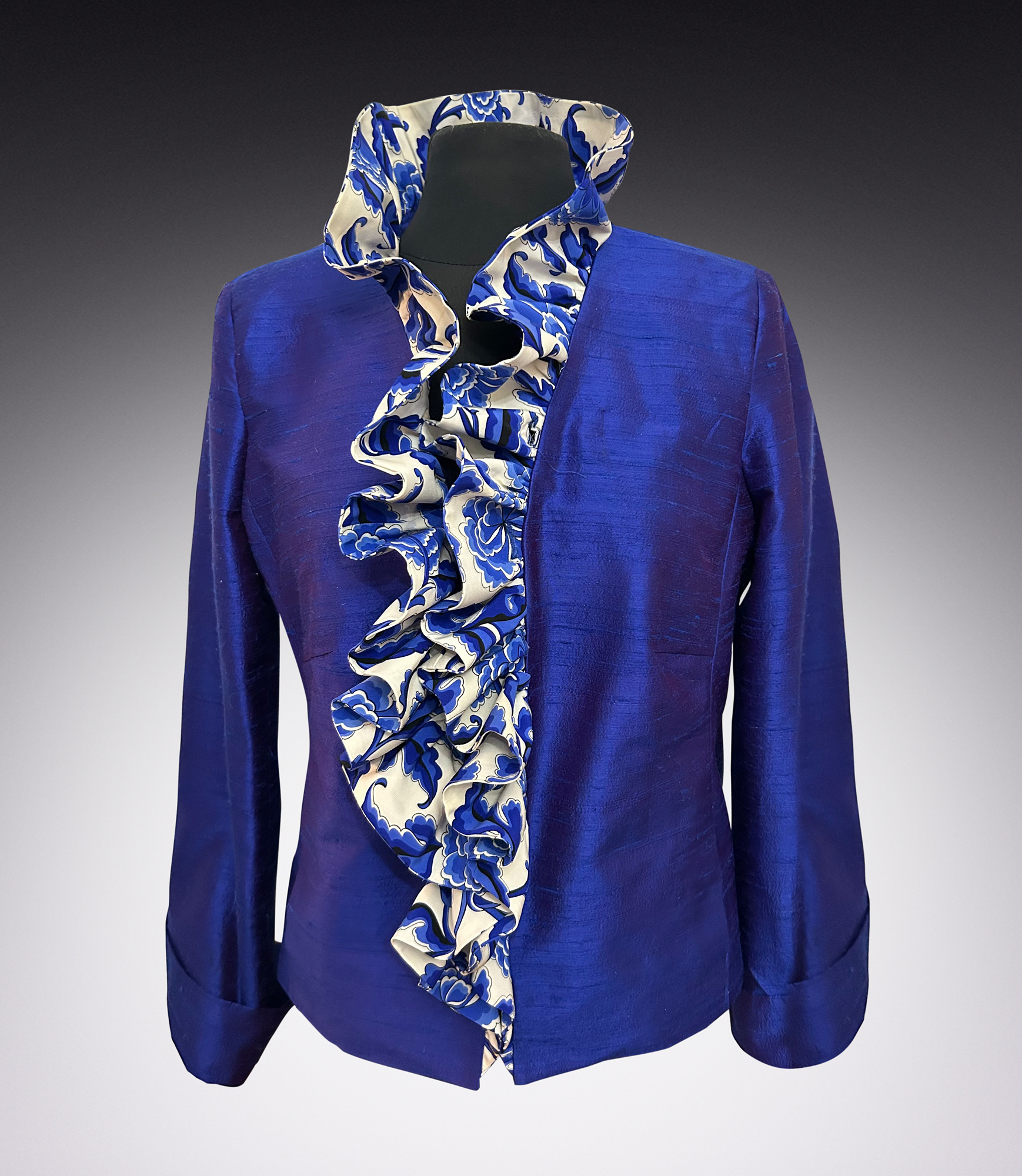 satin jacket with frilly lining