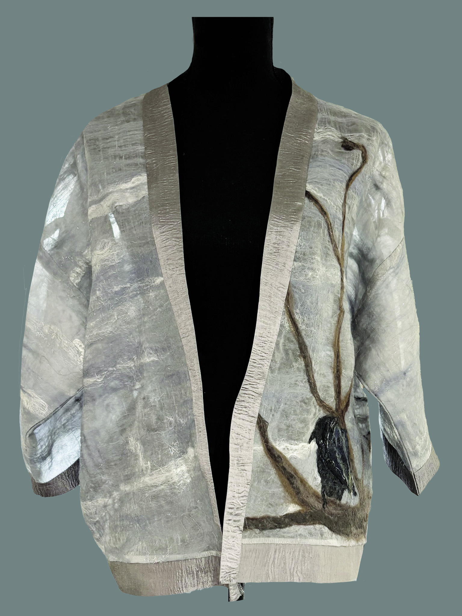 front of a jacket with a bird