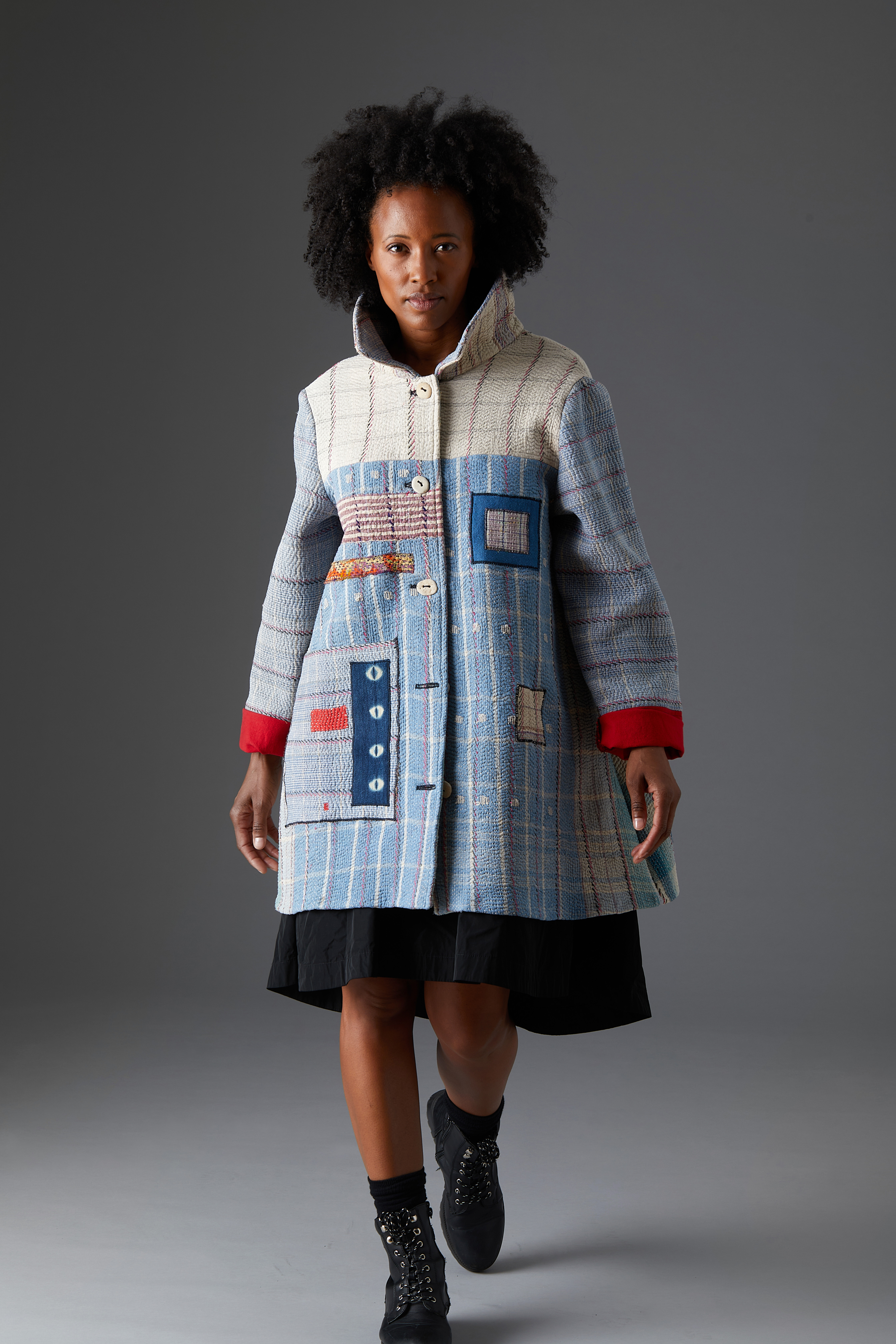 long jacket with embroidery embellishment