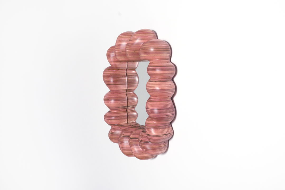 Nerikomi wood  hand dyed pink  mirror