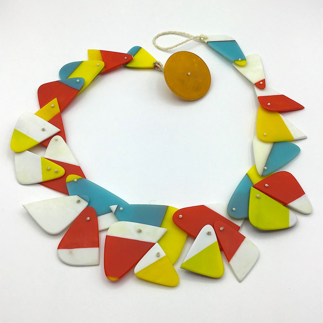 Fused  carved  and sewn glass with glass seed beads