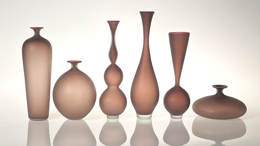 Blown Glass vessels  etched.