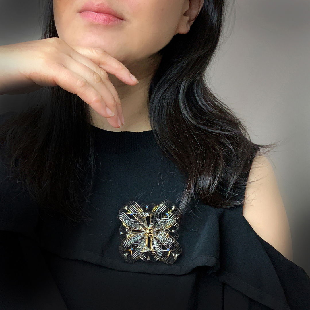 kaleidoscope -like metal sculpture