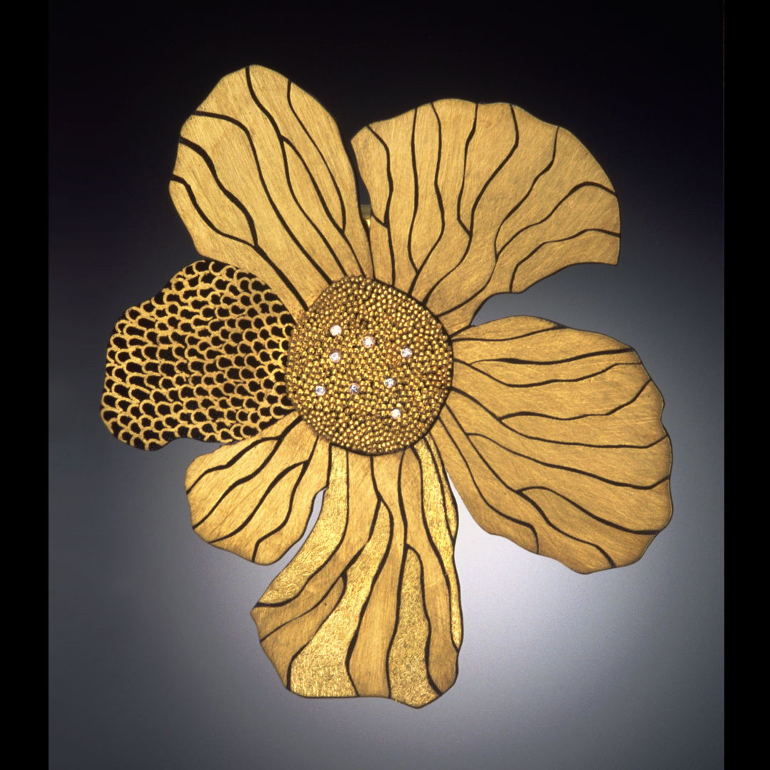 Po Mok Sang Guem (Korean Damascen 24K inlaid on Steel) Brooch and Neckpiece.