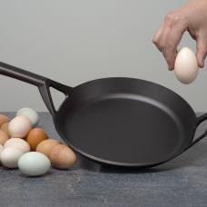 Our 10.5&amp;quot; Frying Skillet is hand cast from recycled brake rotors. It features a thick base  gently sloping sides and forked handle that stays cool on the cooktop.