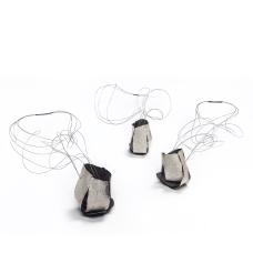 Necklace SS. Nylon coated stainless steel wire. Hammered  Heated patina and Oxidized.