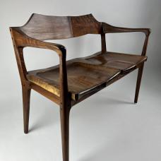 Sculpted Settee/Loveseat in Walnut with Wenge accents