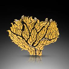 Damascene/Pomok Sang Guem- 24k inlaid on Steel  Brooch/ Pendant