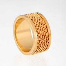 Ring - hand woven  hand fabricated  18k yellow gold