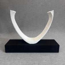 White Oak parabola  sand blasted and whitewashed on black 4.0 base