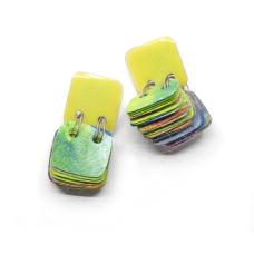 Book inspired earrings made with 'pages' of hand painted   non woven polyester combined with resin coated sterling silver. These earrings have sterling silver posts an ear nuts.