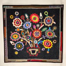 square tapestry with floral decoration