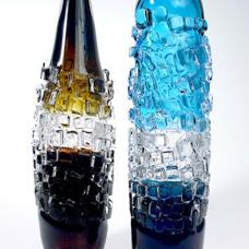 two tall glass vases