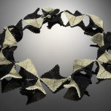 necklace with beaded black and white triangles