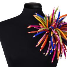 brooch with felt colored pencils