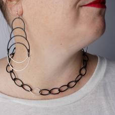 wire earrings with cascading and nested cresent shapes