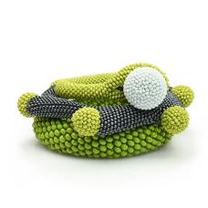 beaded layered green bracelet