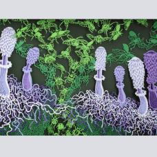 paper cut purple mushrooms