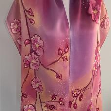 scarf with painterly cherry blossoms