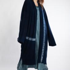 long layered outfit with blue robe