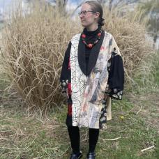 long jacket with large collar