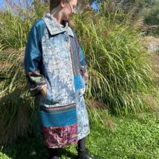 long jacket with many different fabrics