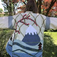 jacket with mountain and cherry tree