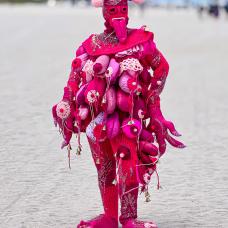 pink full body suit