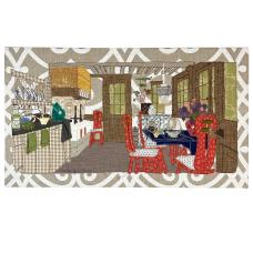 Nostalgic charm meets textile artistry in this fabric reimagining of a vintage kitchen.