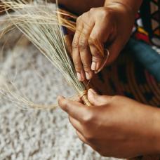 Handwoven wall hanging/fruit basket