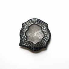 Engraved mother of pearl set in sterling silver with stainless pin back