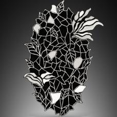 Pure silver inlaid on steel. Brooch/pendant.