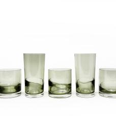 Low Tide water glass (12 oz) and Low Tide rocks glass (10 oz) in misty grey